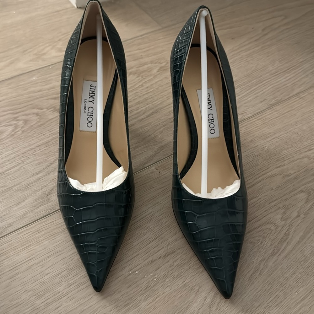 NEW never worn Jimmy Choo Green Croc Embossed Love Heels - Picture 4 of 6
